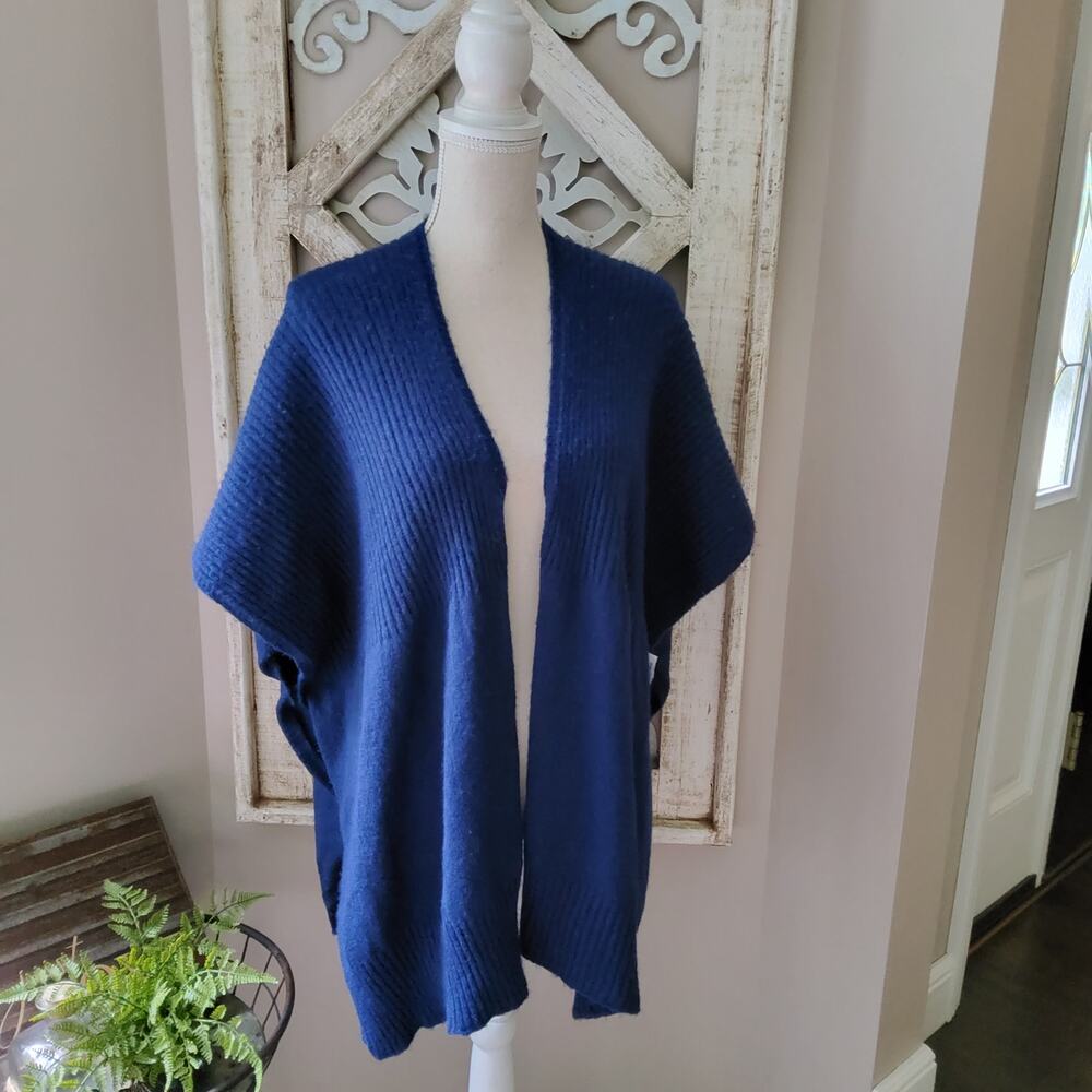 Nordstrom Women's Kimono Wrap Ribbed Cardigan with Short Sleeves in Blue